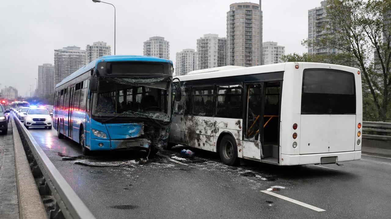 Десять человек пострадали в столкновении двух автобусов в Казани На Горьковском шоссе Казани столкнулись два авт...