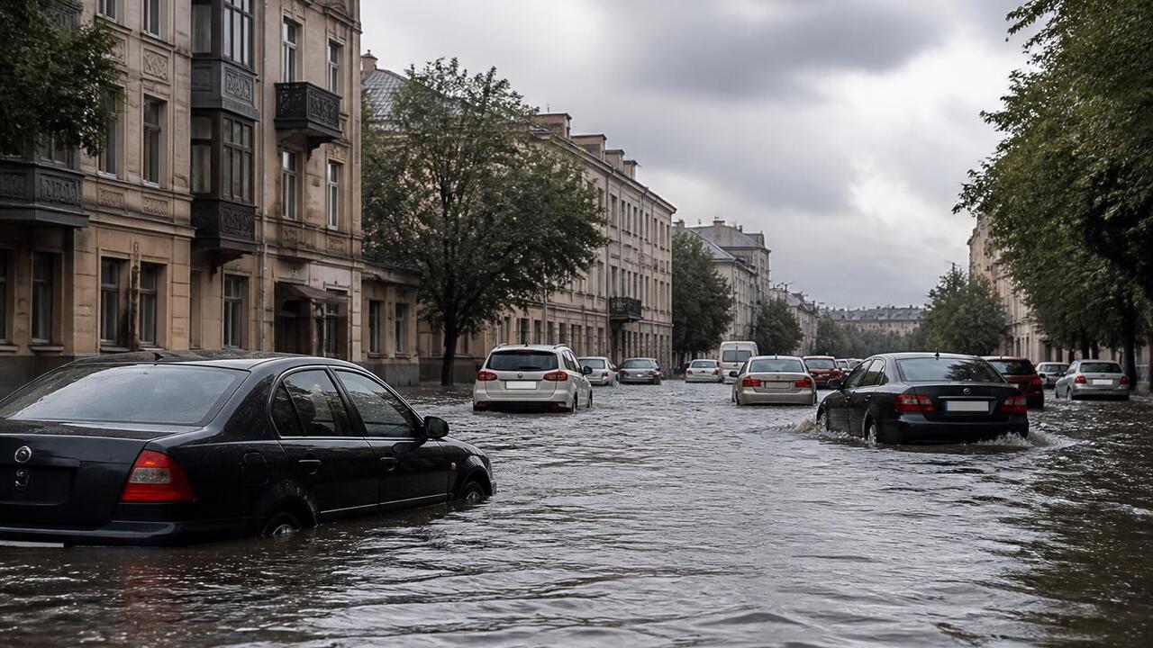 Мощный ливень в Казани затопил центральные улицы и осложнил движение Мощный ливень в Казани привел к подтоплению цен...