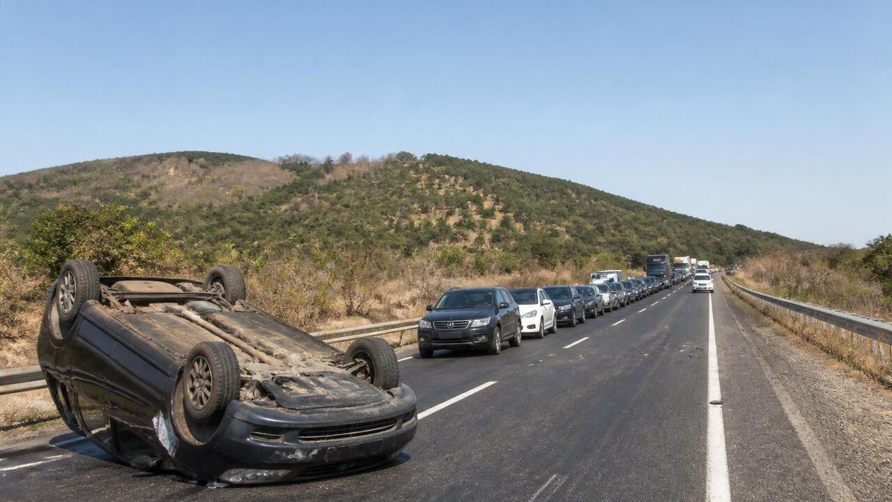 На выезде из Зеленодольска перевернулся легково...