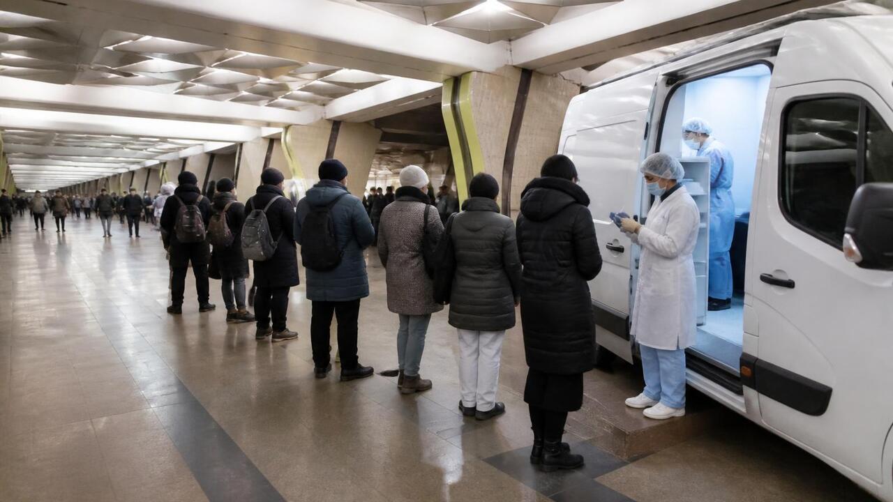 Казанцы могут сделать прививку от гриппа на станциях метро В Казани на станциях метро открыты мобильные пу...