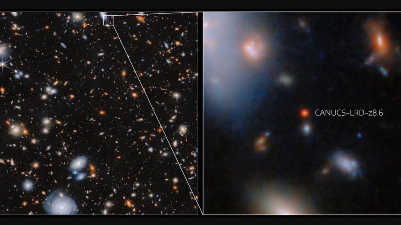 Во время наблюдений галактики CANUCS-LRD-z8.6 с...