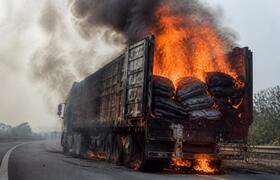 Гружёная углём фура загорелась на трассе М7 в Т...